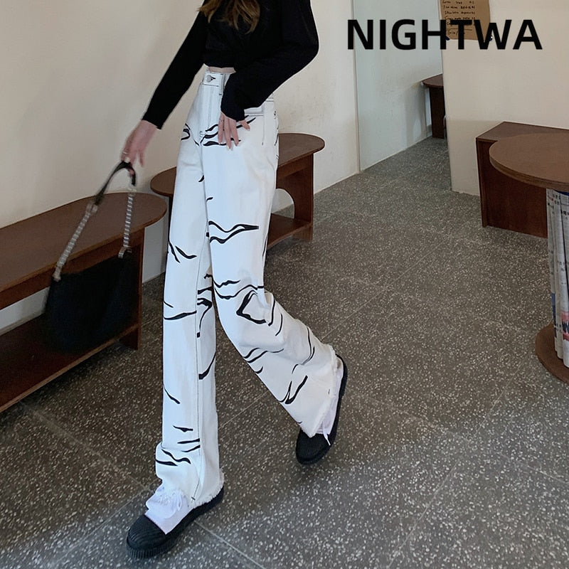 Zebra Pattern High Waist Pants