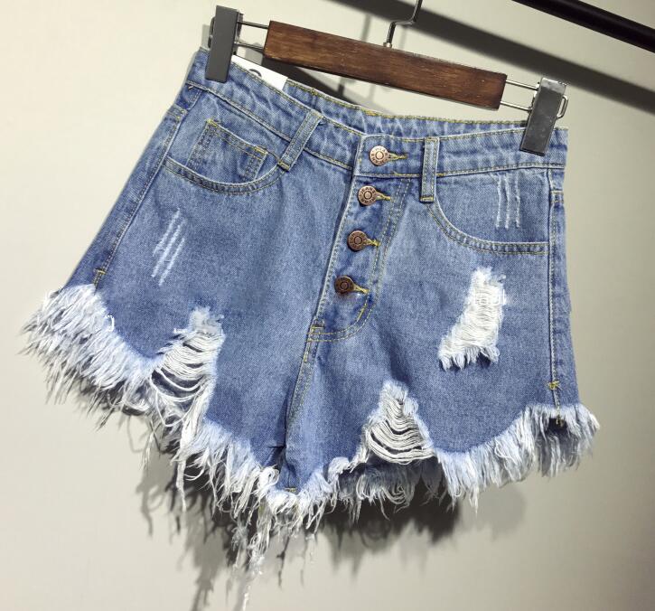 High Waist Ripped Denim Shorts