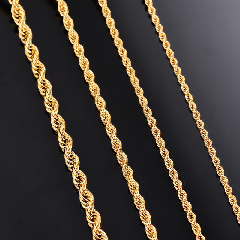 The Gold Rope Chain (Width 2mm/2.5mm/3mm/4mm/5mm/6mm )