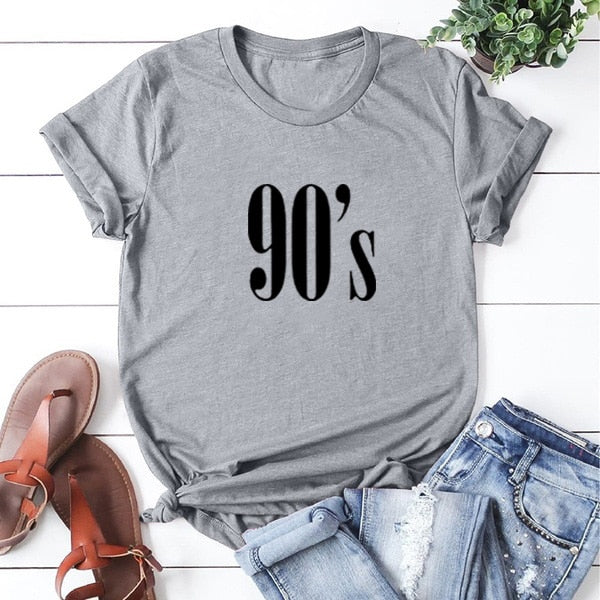 90's Letters Printed T-shirt