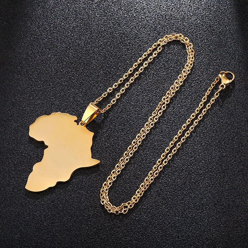 African Medallion in Gold Necklace