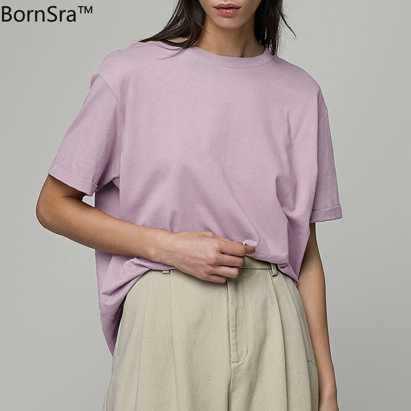 Loose and Versatile Basic Cotton T-Shirt