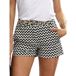 Black and White Mid Waist Casual Shorts