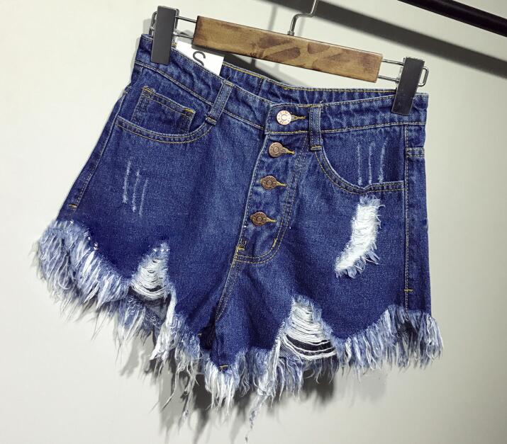 High Waist Ripped Denim Shorts