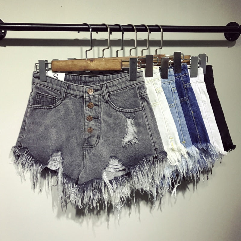 High Waist Ripped Denim Shorts