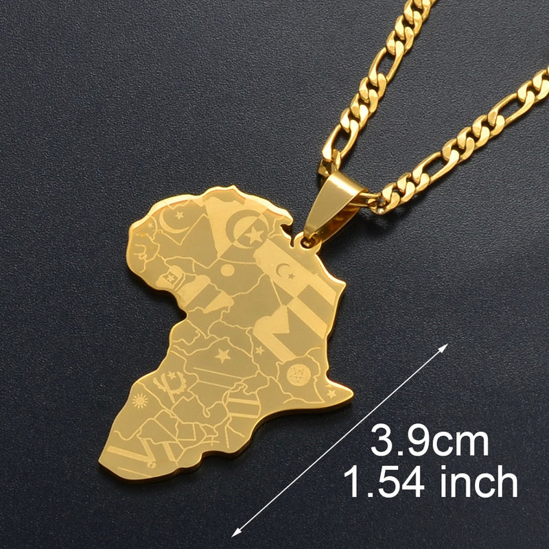 Unisex African Map Pendant & Necklace