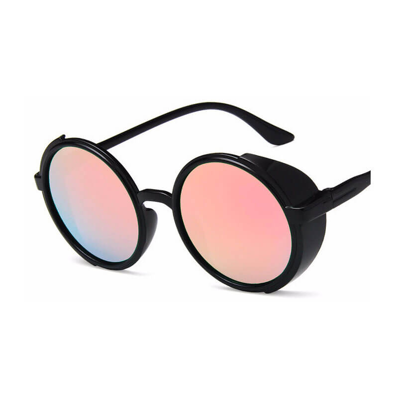 Black Round Sunglasses with Side Shields