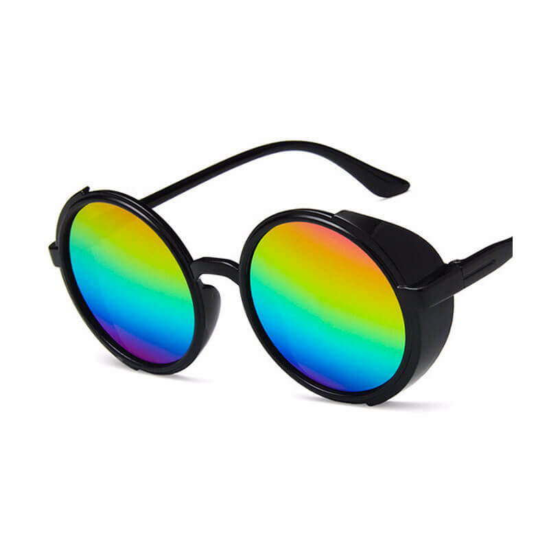 Black Round Sunglasses with Side Shields