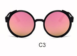 Black Round Sunglasses with Side Shields