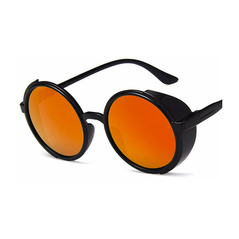 Black Round Sunglasses with Side Shields