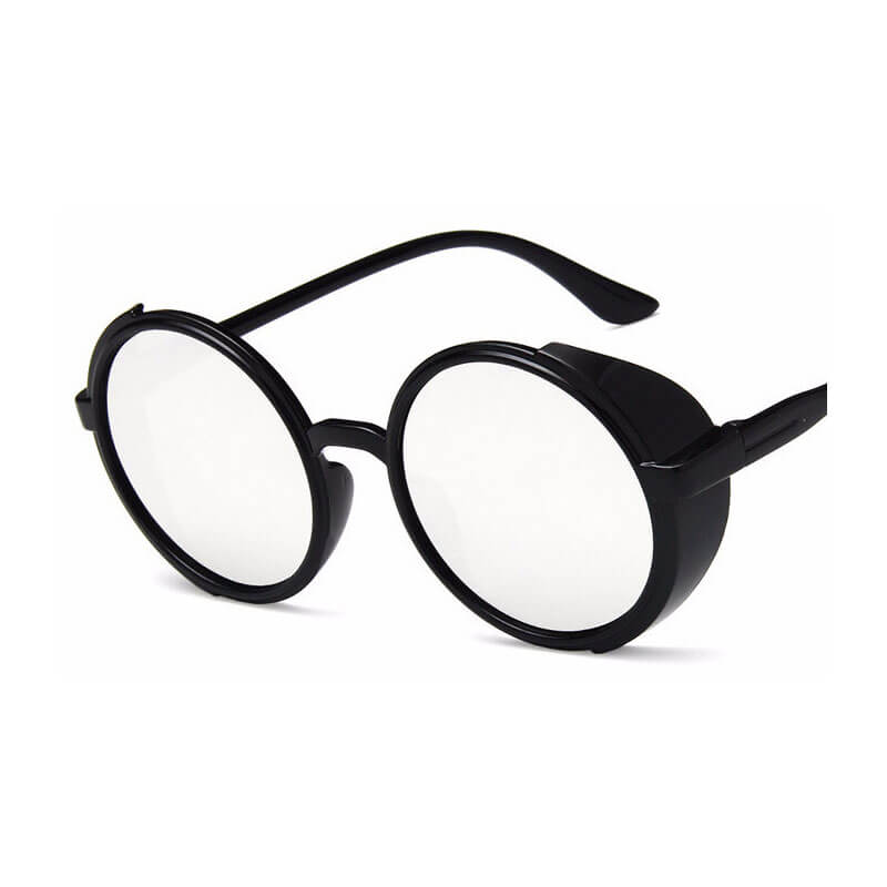 Black Round Sunglasses with Side Shields