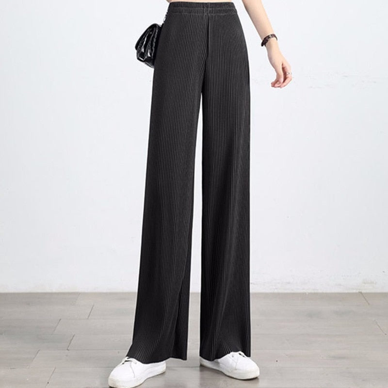 Elegant Black Vertical Striped Pants