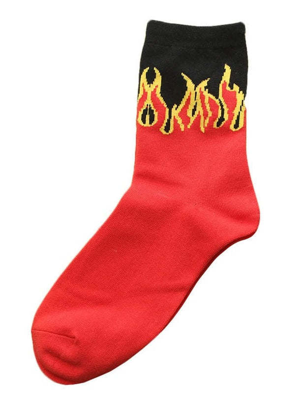 Red Flame Pattern Cotton Socks