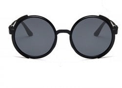 Black Round Sunglasses with Side Shields