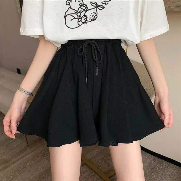 Black Loose Drawstring Shorts